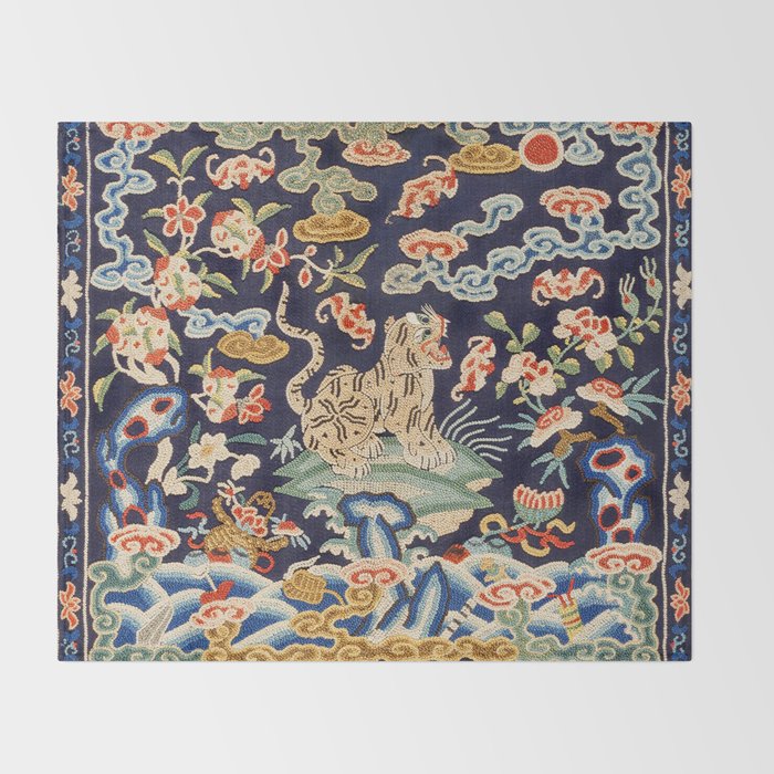 Oriental Tiger vintage embroidery tapestry Throw Blanket Gallery Image 2