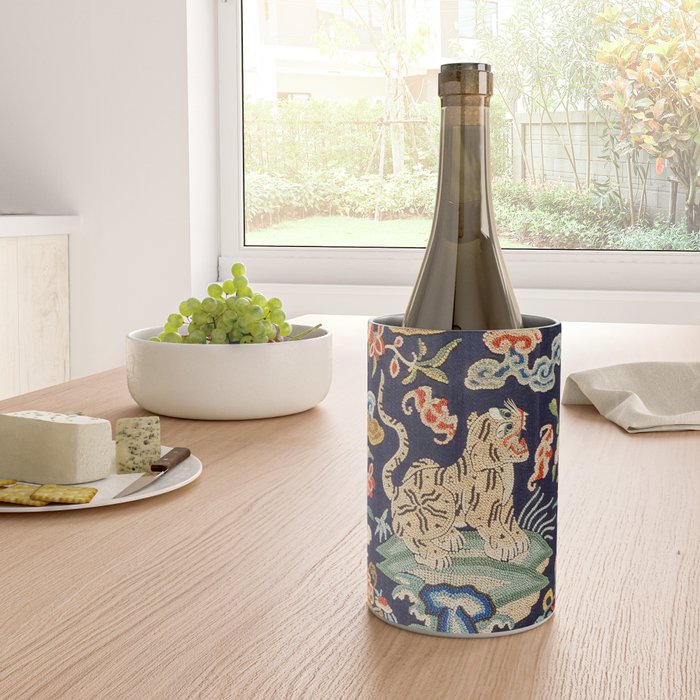 Oriental Tiger vintage embroidery tapestry Wine Chiller Gallery Image 4