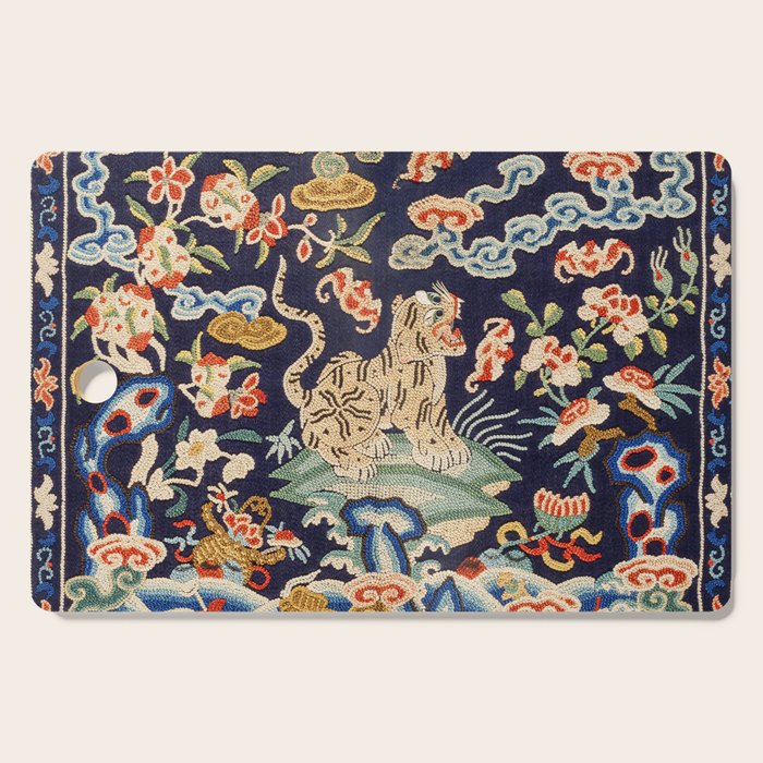 Oriental Tiger vintage embroidery tapestry Cutting Board Gallery Image 1