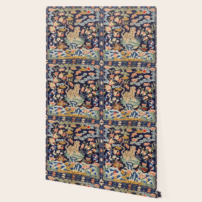 Oriental Tiger vintage embroidery tapestry Wallpaper Gallery Image 2