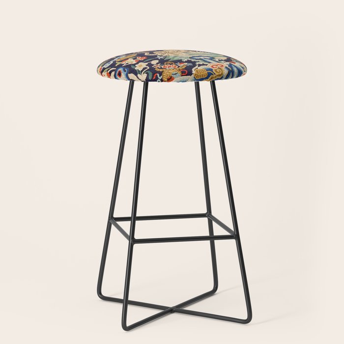 Oriental Tiger vintage embroidery tapestry Stool Gallery Image 1