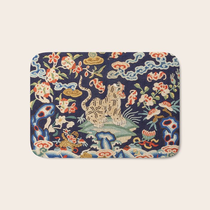 Oriental Tiger vintage embroidery tapestry Bath Mat Gallery Image 1