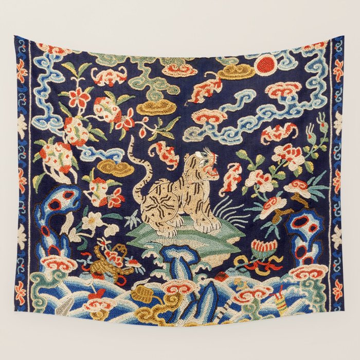 Oriental Tiger vintage embroidery tapestry Wall Tapestry Gallery Image 4