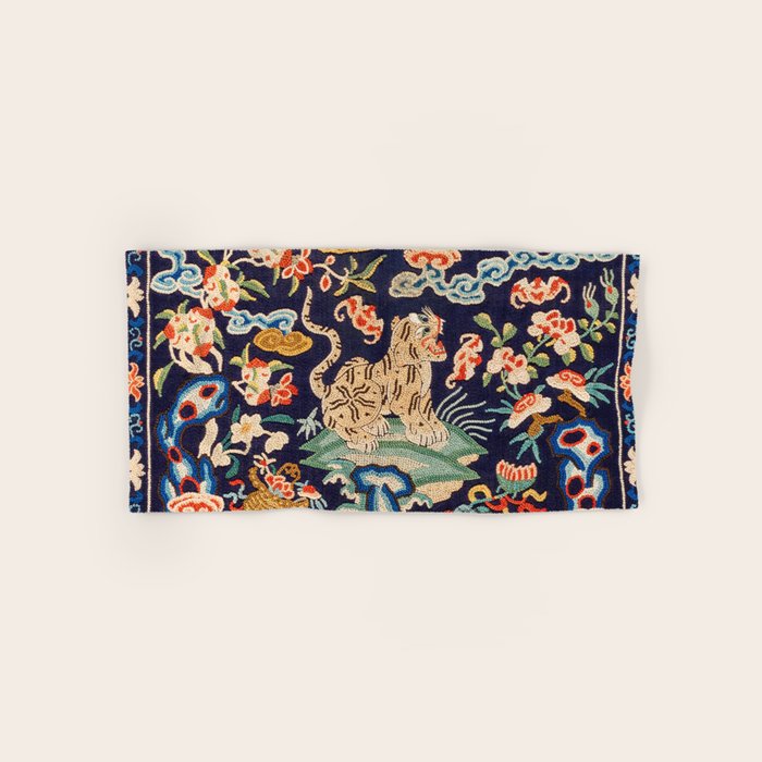 Oriental Tiger vintage embroidery tapestry Bath Towel Gallery Image 1
