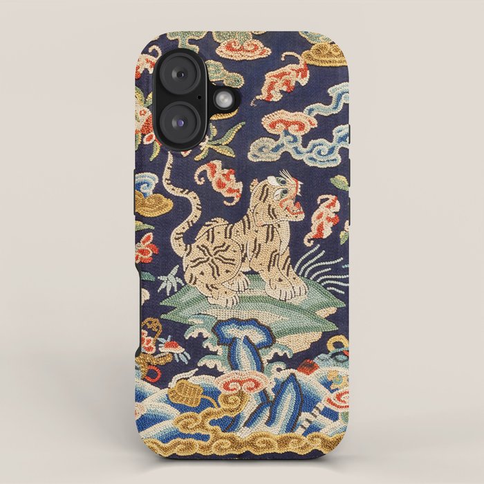 Oriental Tiger vintage embroidery tapestry iPhone Case Gallery Image 1