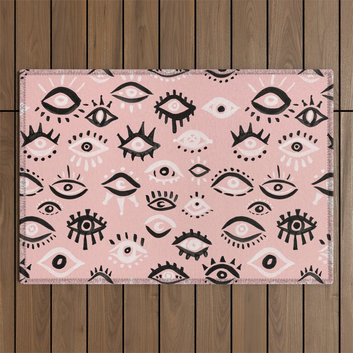 Mystic Eyes - Blush & Black Palette Outdoor Rug Gallery Image 1