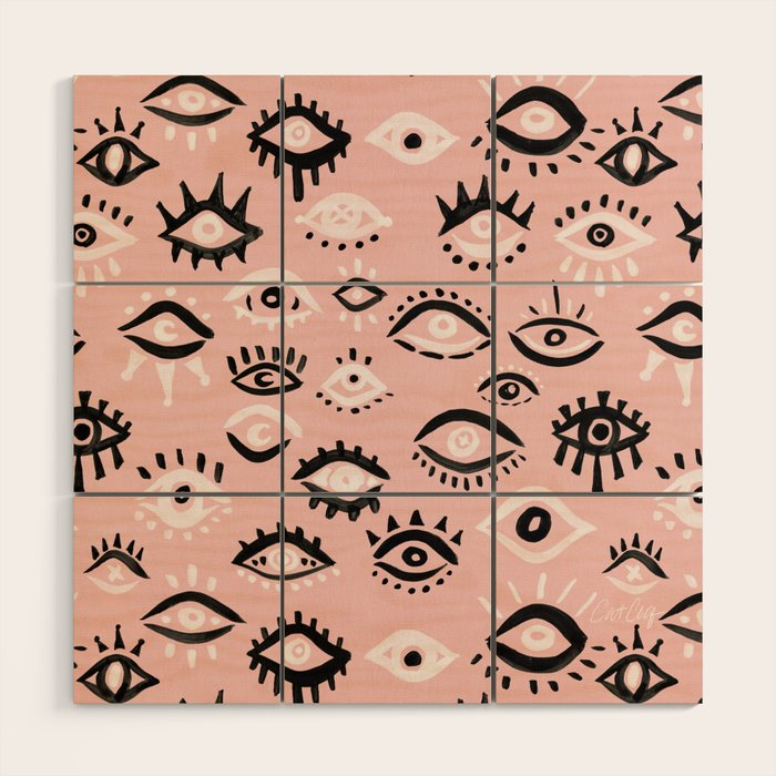 Mystic Eyes - Blush & Black Palette Wood Wall Art Gallery Image 1