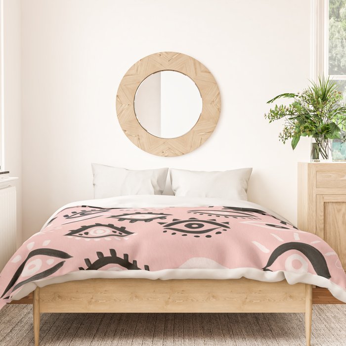 Mystic Eyes - Blush & Black Palette Duvet Cover Gallery Image 3