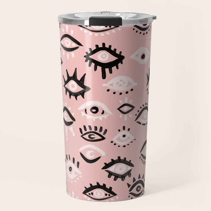 Mystic Eyes - Blush & Black Palette Travel Mug Gallery Image 1