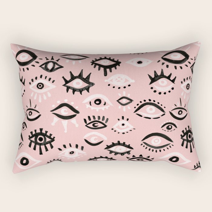 Mystic Eyes - Blush & Black Palette Rectangular Pillow Gallery Image 2