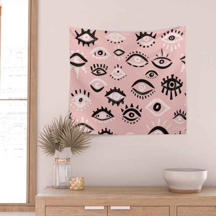 Mystic Eyes - Blush & Black Palette Wall Tapestry Gallery Image 2