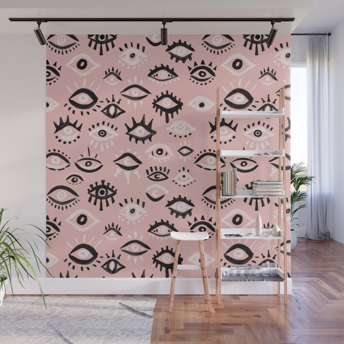 Mystic Eyes - Blush & Black Palette Wall Mural Gallery Image 1