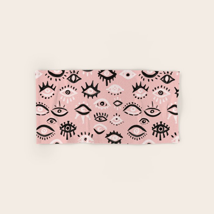 Mystic Eyes - Blush & Black Palette Bath Towel Gallery Image 1
