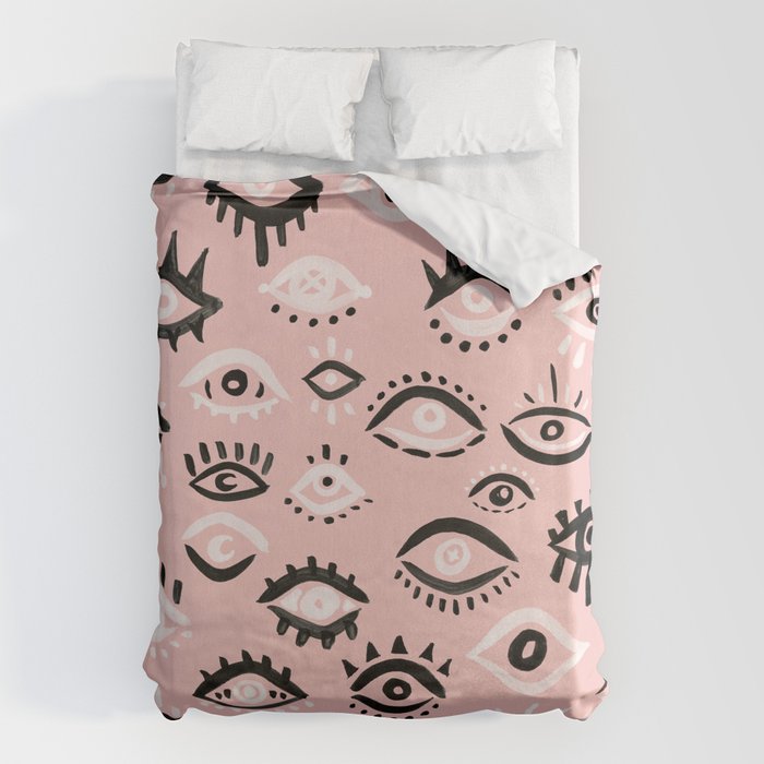 Mystic Eyes - Blush & Black Palette Duvet Cover Gallery Image 6