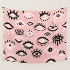 Mystic Eyes - Blush & Black Palette Wall Tapestry Gallery Image 4