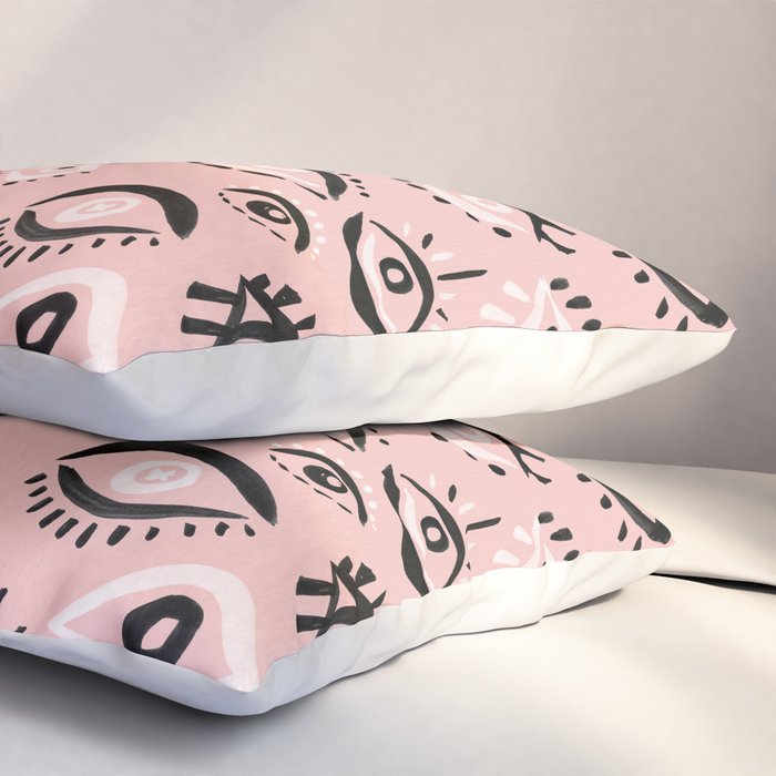 Mystic Eyes - Blush & Black Palette Pillow Sham Gallery Image 3