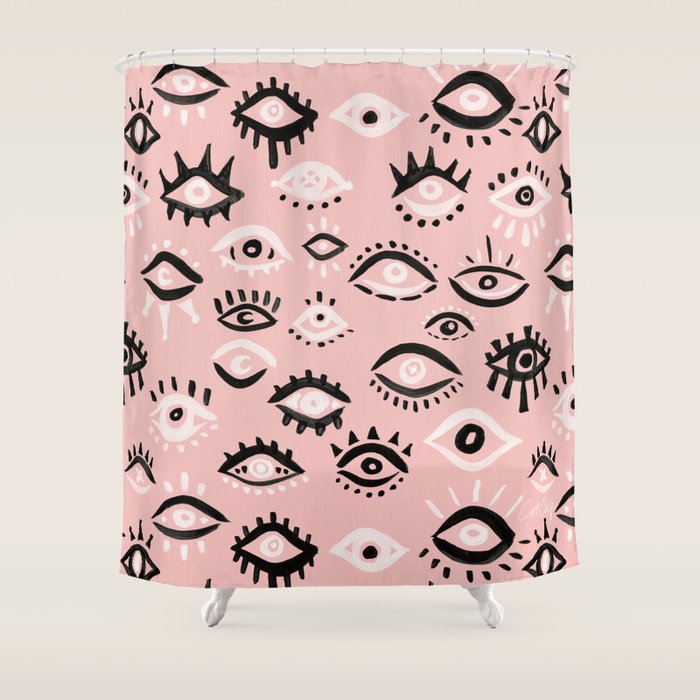 Mystic Eyes - Blush & Black Palette Shower Curtain Gallery Image 1