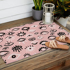 Mystic Eyes - Blush & Black Palette Outdoor Rug Gallery Image 2