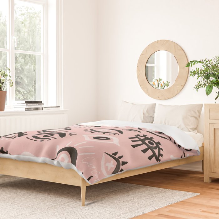 Mystic Eyes - Blush & Black Palette Duvet Cover Gallery Image 2