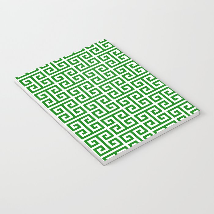 Green and White Greek Key Pattern Notebook Gallery Image 3