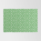 Green and White Greek Key Pattern Rug Gallery Image 2