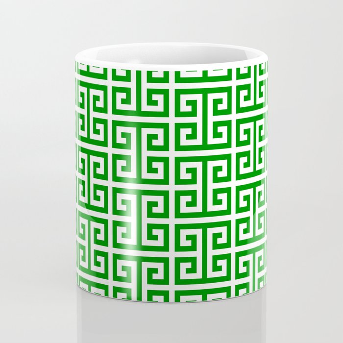 Green and White Greek Key Pattern Coffee Mug Gallery Image 4