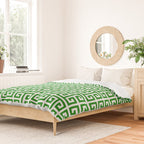 Green and White Greek Key Pattern Duvet Cover Gallery Image 2