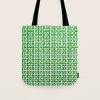 Green and White Greek Key Pattern Tote Bag Gallery Image 1