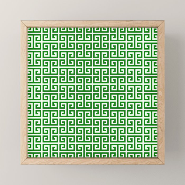 Green and White Greek Key Pattern Mini Art Print Gallery Image 1