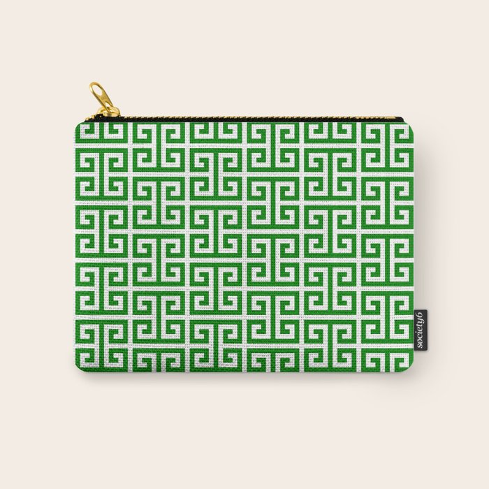 Green and White Greek Key Pattern Carry All Pouch Gallery Image 1