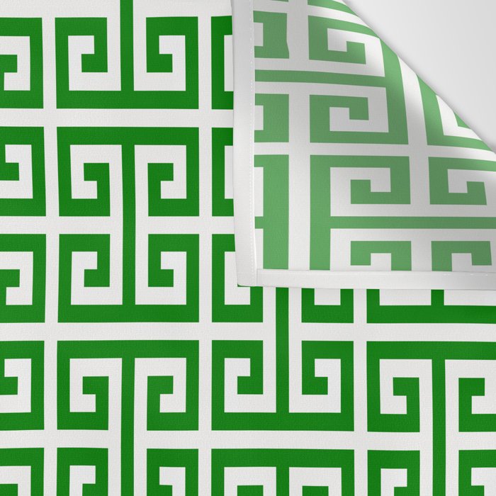 Green and White Greek Key Pattern Wall Tapestry Gallery Image 3
