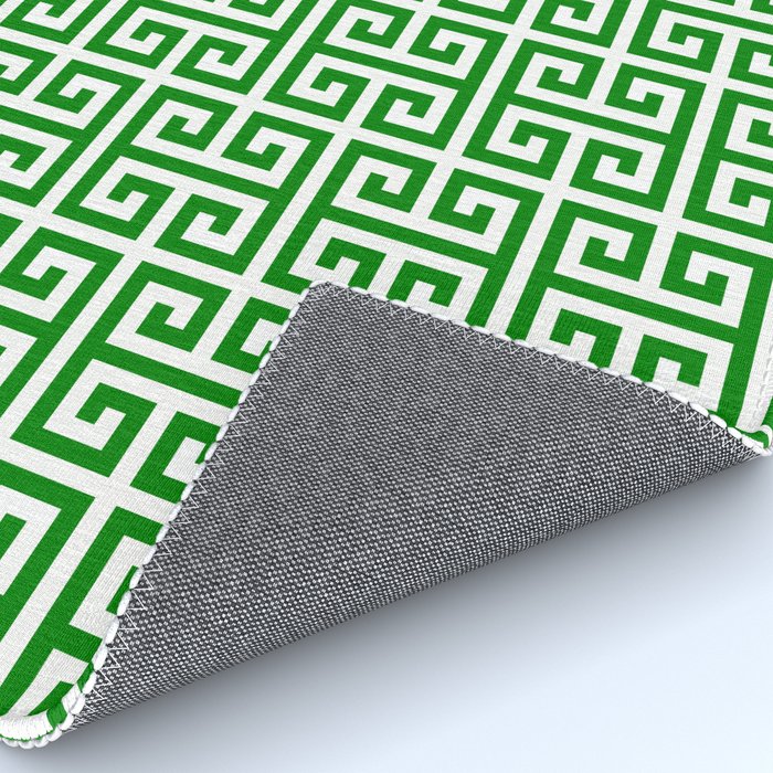 Green and White Greek Key Pattern Rug Gallery Image 4