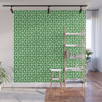 Green and White Greek Key Pattern Wall Mural Gallery Image 1