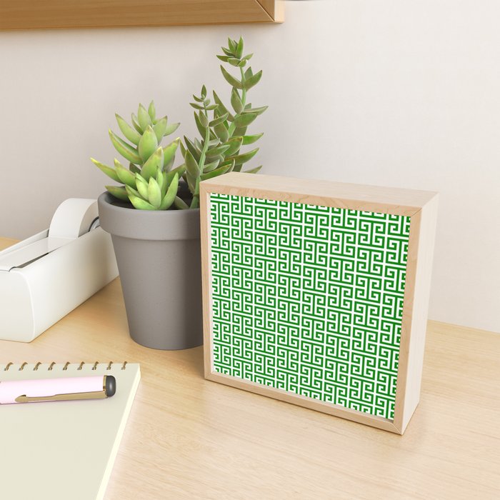 Green and White Greek Key Pattern Mini Art Print Gallery Image 2