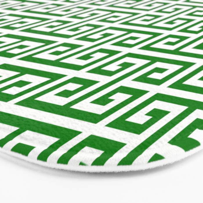 Green and White Greek Key Pattern Bath Mat Gallery Image 3