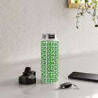 Green and White Greek Key Pattern Water Bottle Gallery Image 4
