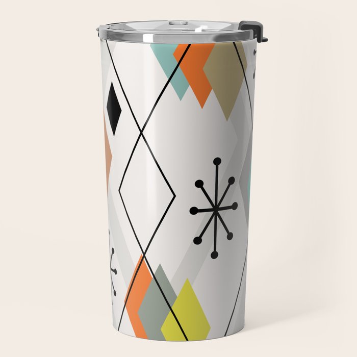 Mid Century Modern Scattered Diamonds Travel Mug Gallery Image 2