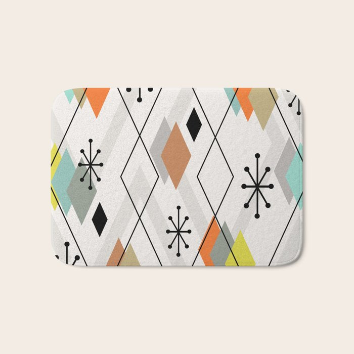 Mid Century Modern Scattered Diamonds Bath Mat Gallery Image 1