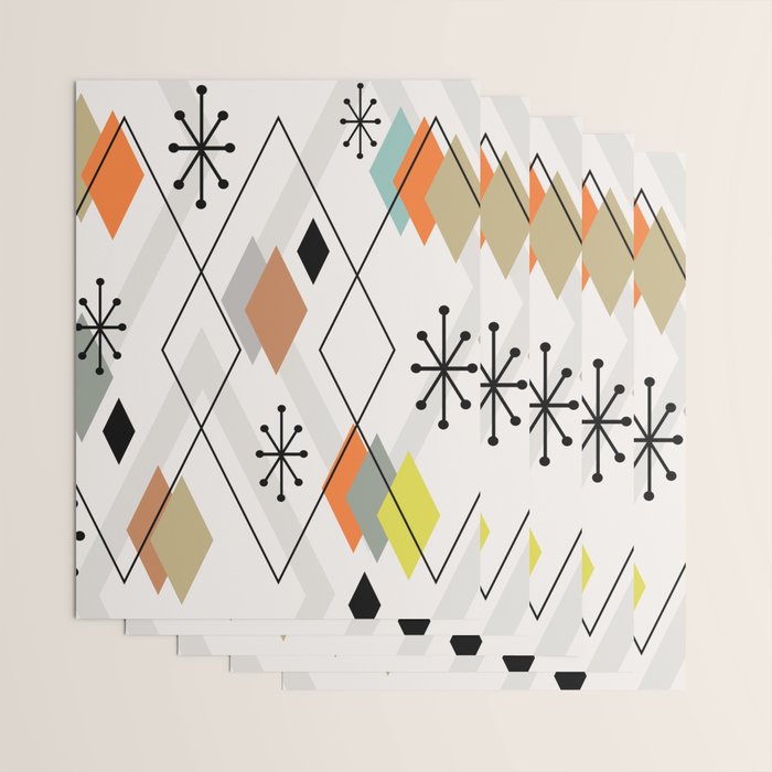 Mid Century Modern Scattered Diamonds Wrapping Paper Gallery Image 3