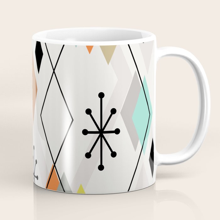 Mid Century Modern Scattered Diamonds Coffee Mug Gallery Image 1