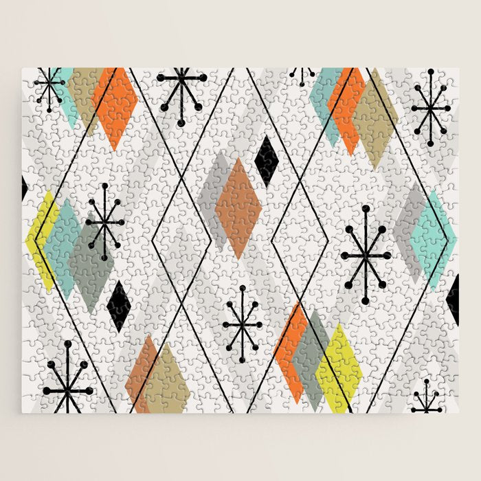 Mid Century Modern Scattered Diamonds Jigsaw Puzzle Gallery Image 1