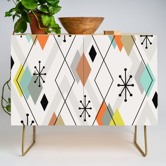 Mid Century Modern Scattered Diamonds Credenza Gallery Image 1