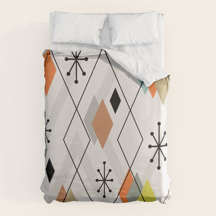 Mid Century Modern Scattered Diamonds Duvet Cover Gallery Image 1