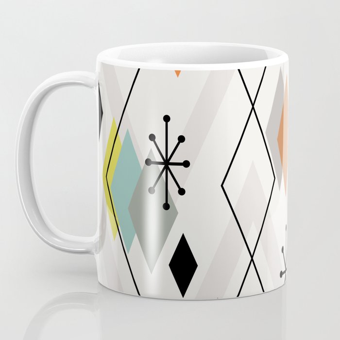 Mid Century Modern Scattered Diamonds Coffee Mug Gallery Image 3