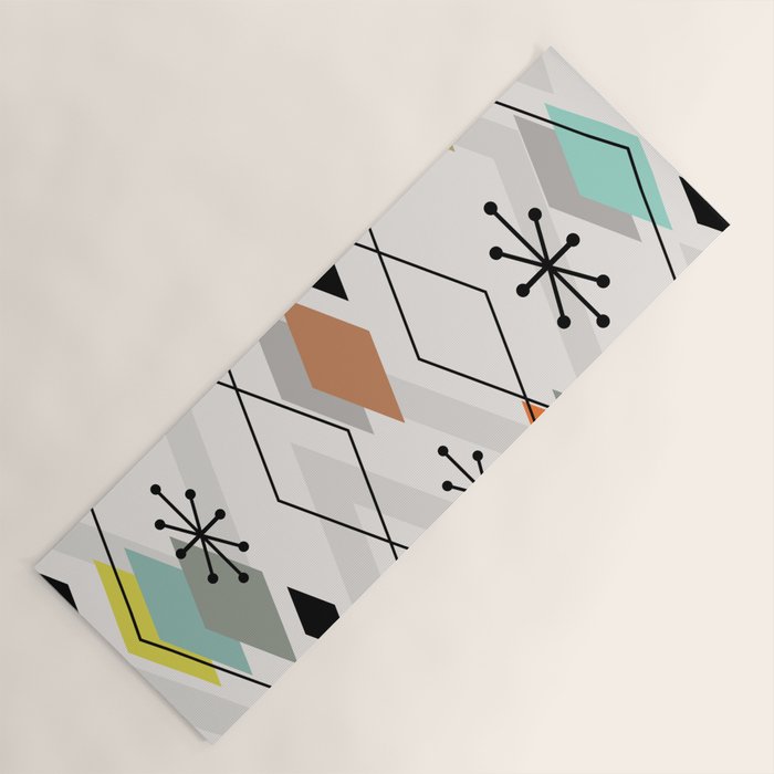 Mid Century Modern Scattered Diamonds Yoga Mat Gallery Image 1