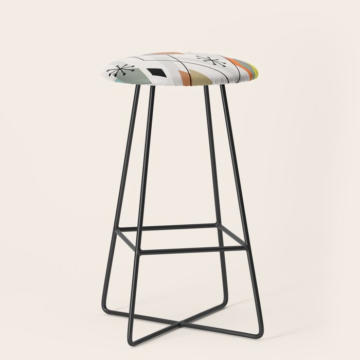 Mid Century Modern Scattered Diamonds Stool Gallery Image 1