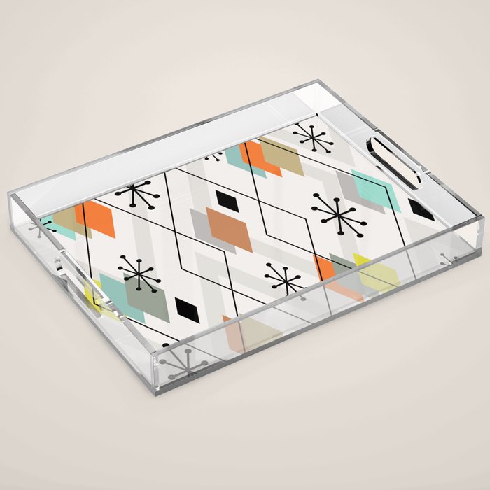Mid Century Modern Scattered Diamonds Acrylic Tray Gallery Image 1