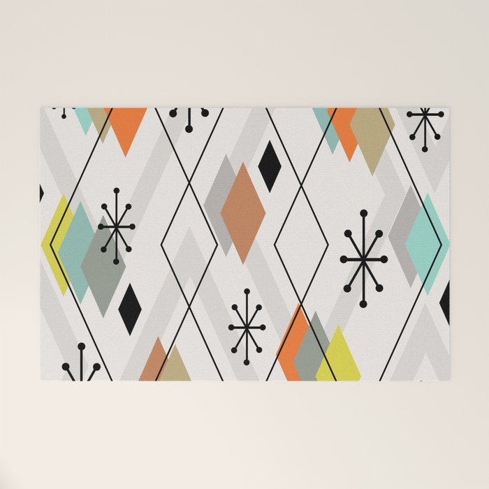 Mid Century Modern Scattered Diamonds Welcome Mat Gallery Image 1