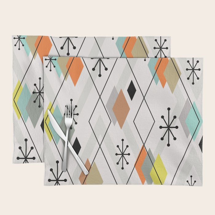 Mid Century Modern Scattered Diamonds Placemat Gallery Image 1