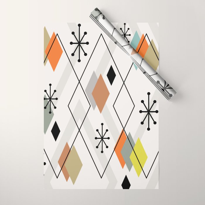 Mid Century Modern Scattered Diamonds Wrapping Paper Gallery Image 1